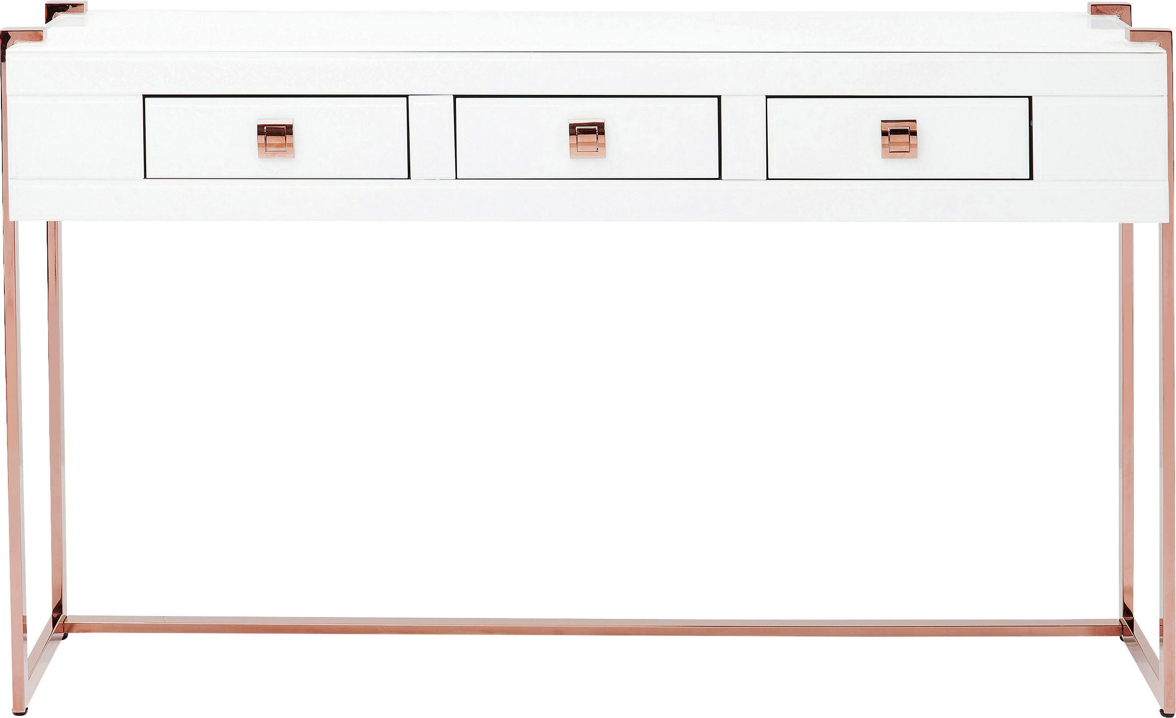 Konsolentisch Elite - Roségold/Weiß, Trend, Glas/Holzwerkstoff (134/40/82cm) - Kare-Design