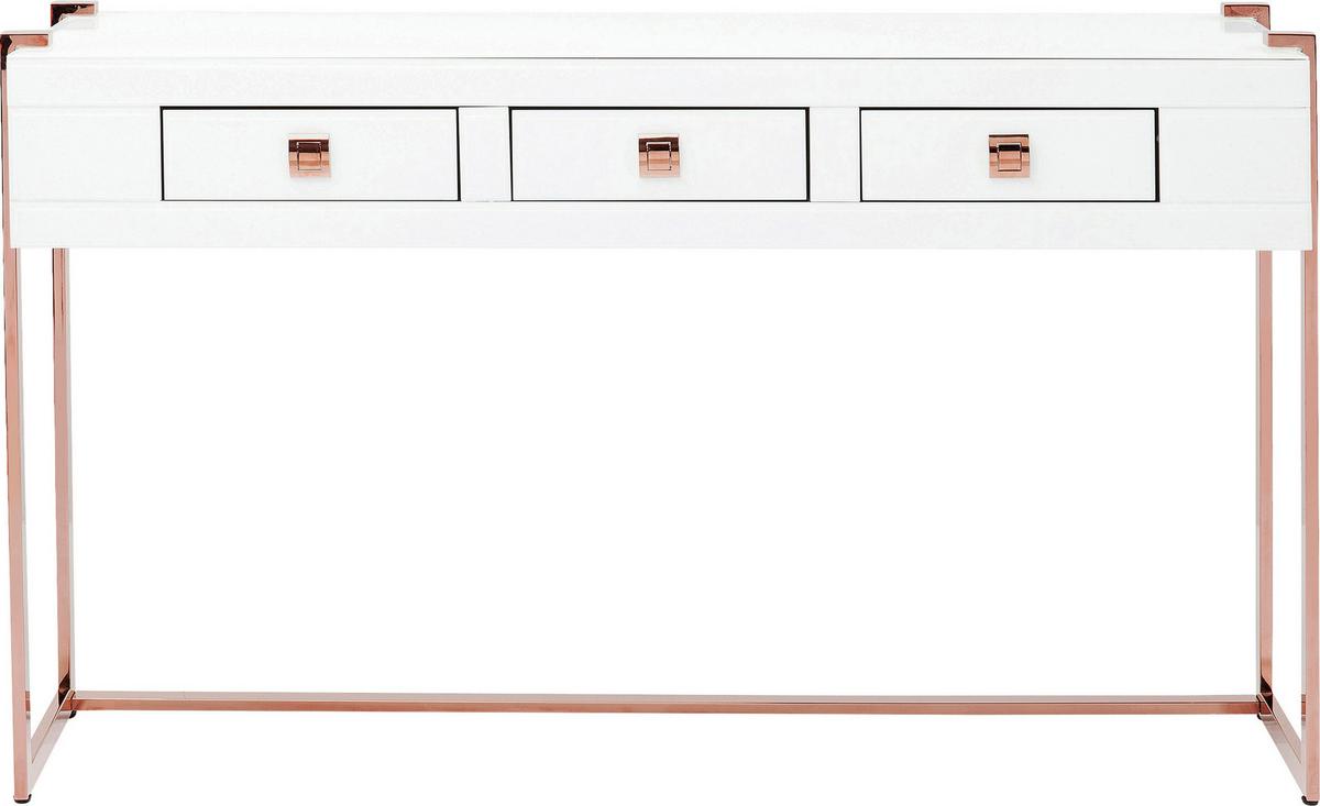 Konsolentisch Elite - Roségold/Weiß, Trend, Glas/Holzwerkstoff (134/40/82cm) - Kare-Design