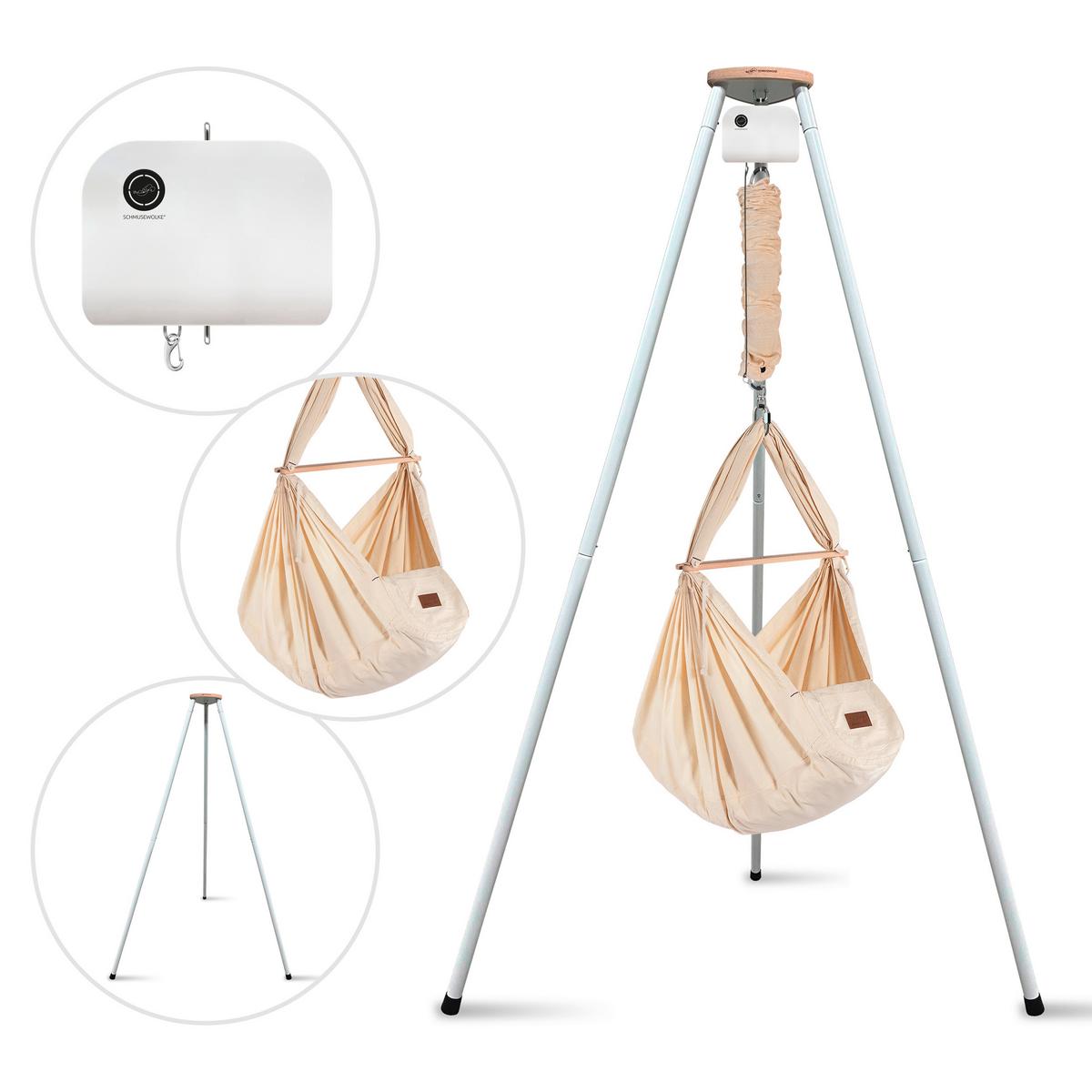 Federwiege Sw-Set-Ft-M-001 - Beige/Weiß, Basics, Kunststoff/Textil (135/194/135cm) - SCHMUSEWOLKE