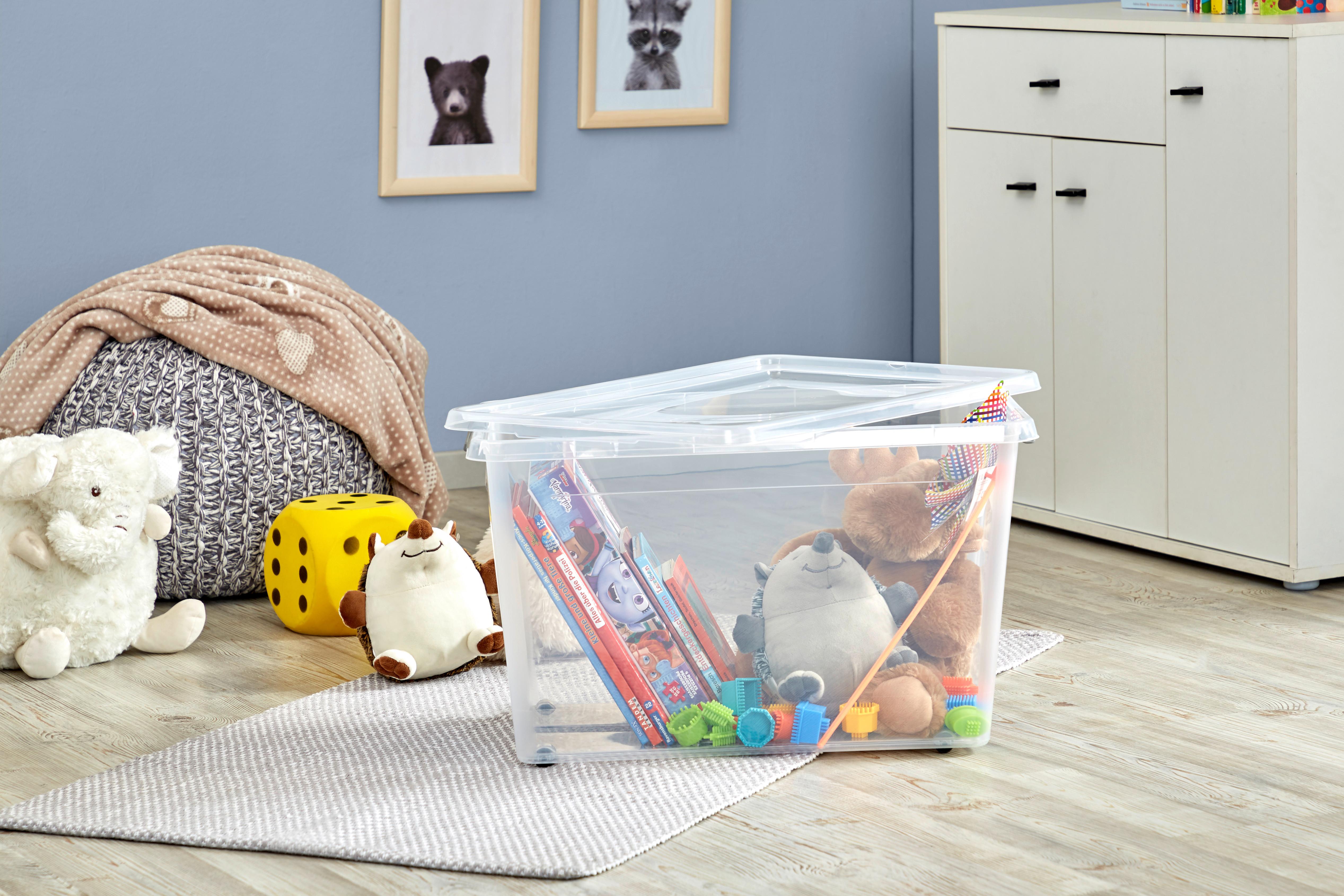 Aufbewahrungsbox Mit Deckel Mila 60l, 58x39x35 Cm - Transparent/Schwarz, Basics, Kunststoff (58/39/35cm) - Homezone