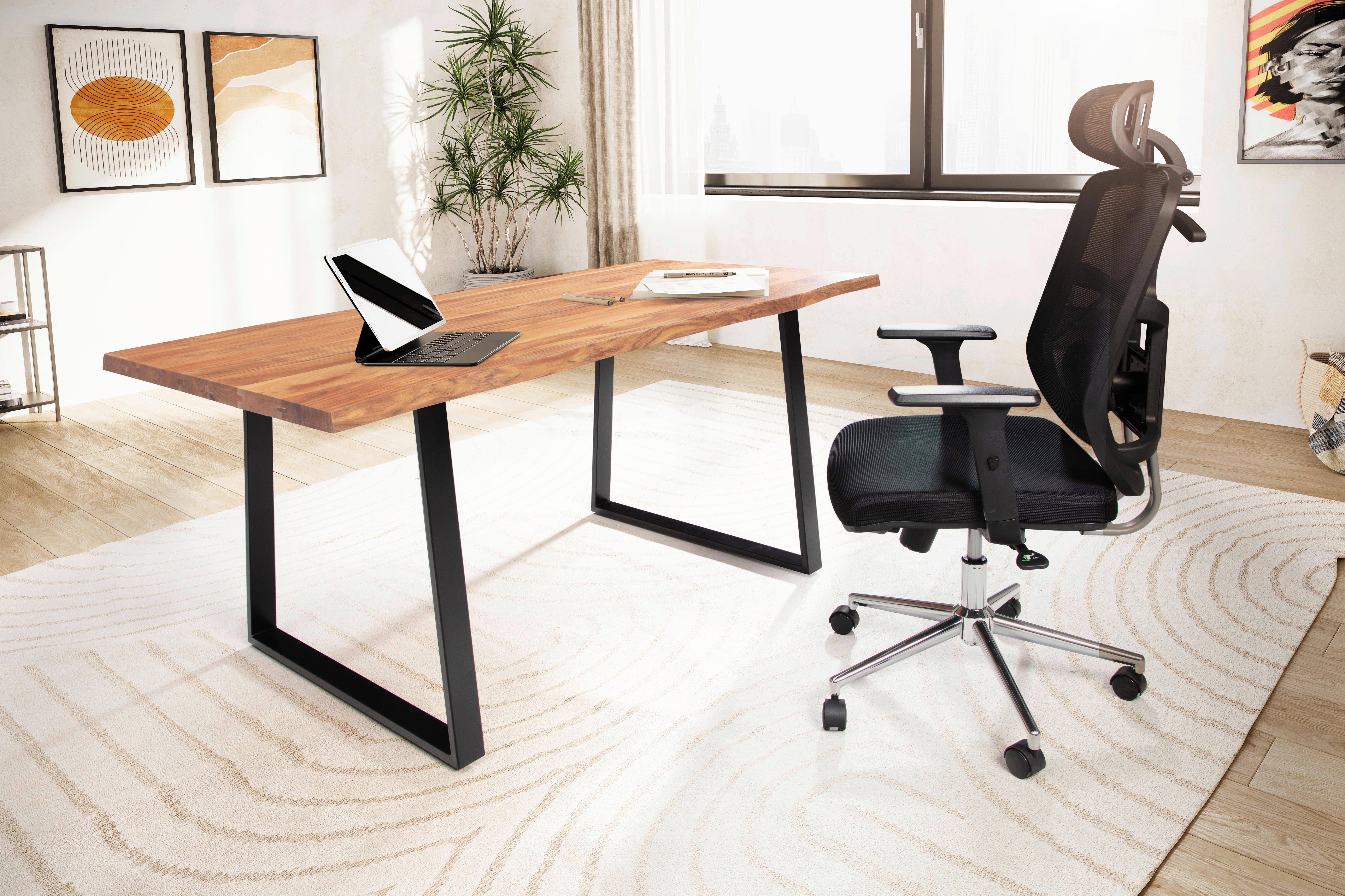Schreibtisch Wl7.261 - Schwarz/Akaziefarben, MODERN, Holz/Metall (120/60/76cm) - MID.YOU