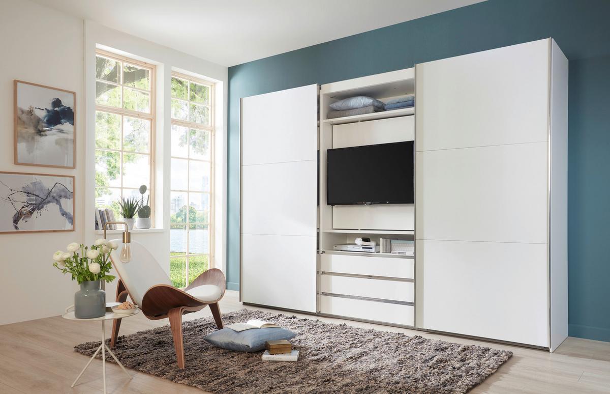SKŘÍŇ S POSOUVACÍMI DVEŘMI MAGICGLAS bílá - bílá/barvy nerez oceli, Moderní, kov/kompozitní dřevo (300/216/65cm) - MID.YOU