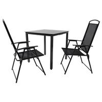 Gartenmöbel Set 3-tlg Aus Metall/glas - Anthrazit/Schwarz, Basics, Glas/Metall - Gardenson