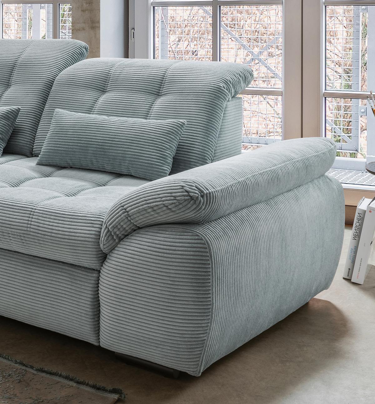 Ecksofa Mit Bettkasten Rigatti Blau S: 184x314 Cm - Schwarz/Hellblau, MODERN, Textil (184/314cm) - Livetastic