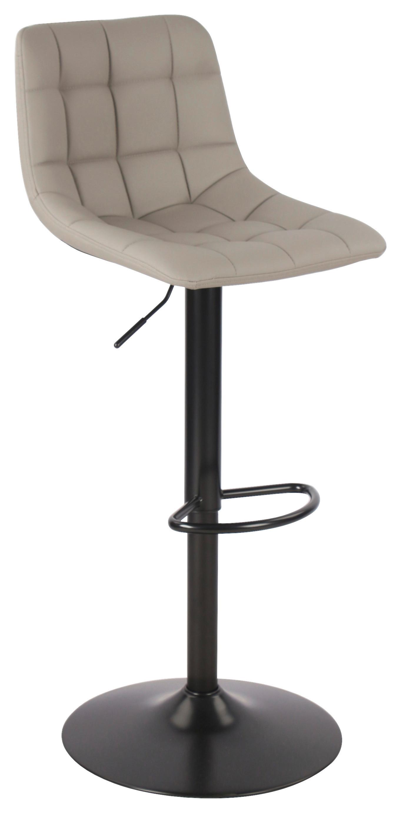 Barhocker höhenverstellbar Bretone grau - Schwarz/Grau, MODERN, Textil/Metall (44/112/49cm)