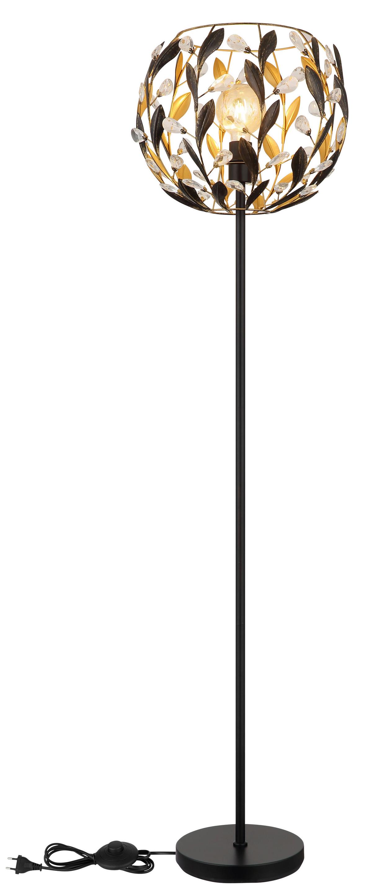 Stehleuchte Mika Klar Schwarz Goldfarben D:40cm - Klar/Goldfarben, Basics, Kunststoff/Metall (40/157cm) - Globo