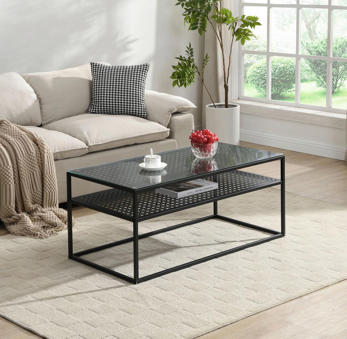 COUCHTISCH Schwarz L: 100cm - Schwarz, Design, Glas/Metall (100/50/45cm) - MID.YOU