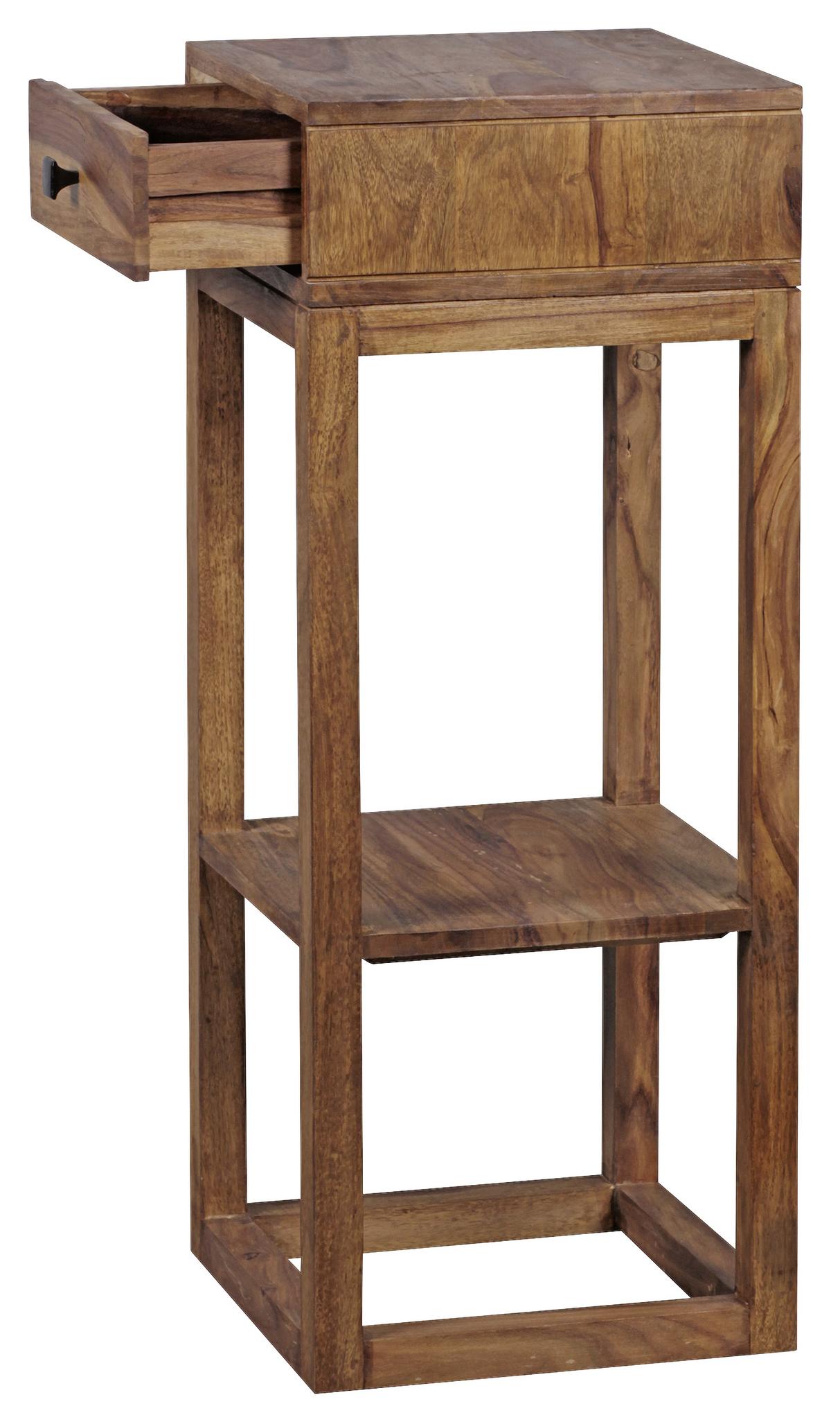 Příruční stolek Mumbai masiv - barvy stříbra/barvy sheesham, Design, kov/dřevo (35/35/90cm) - MID.YOU