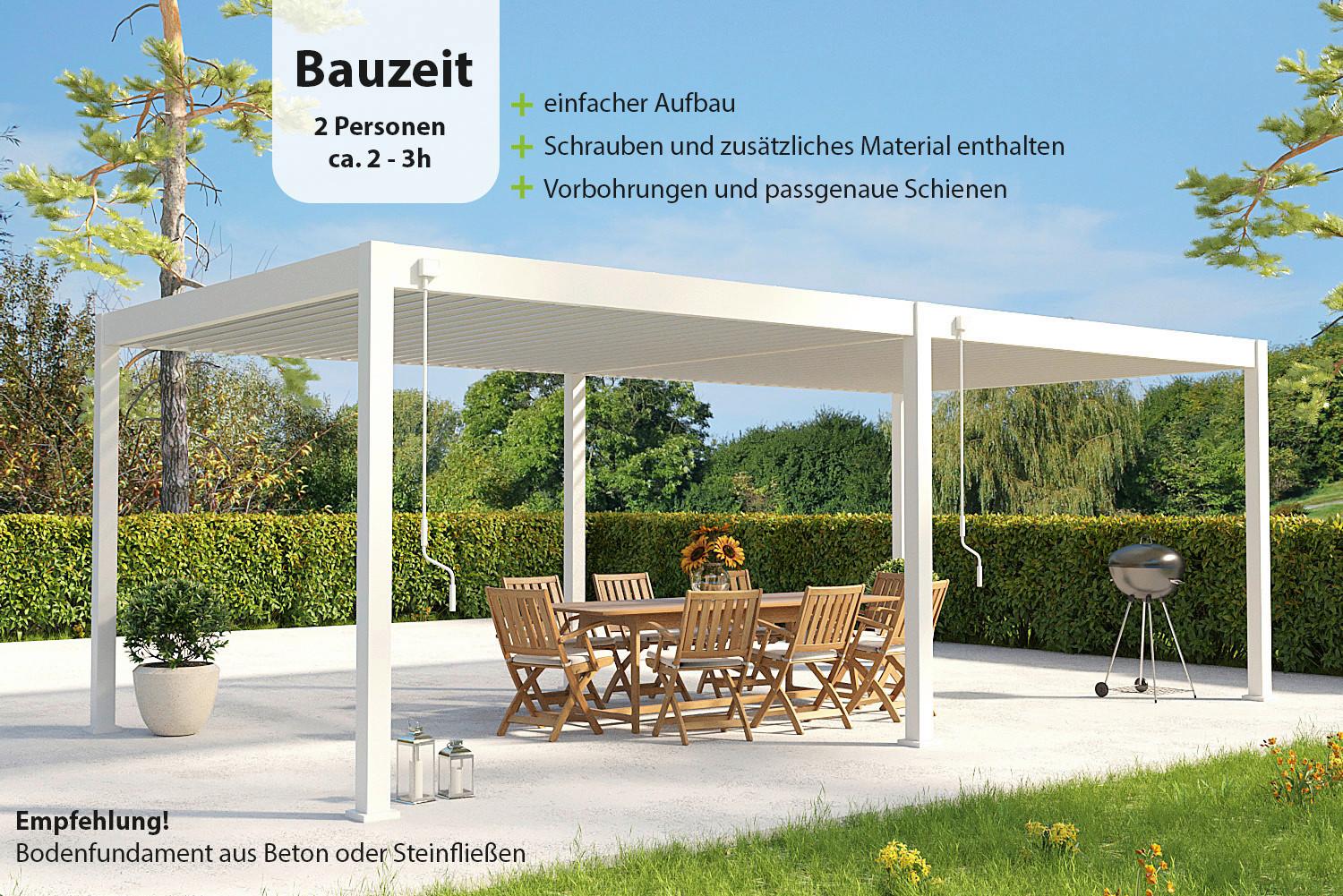 Pavillon Deluxe 720x360cm Wetterfest, Gartenpavillon - Weiß, Basics, Metall (720/255/360cm) - WEIDE