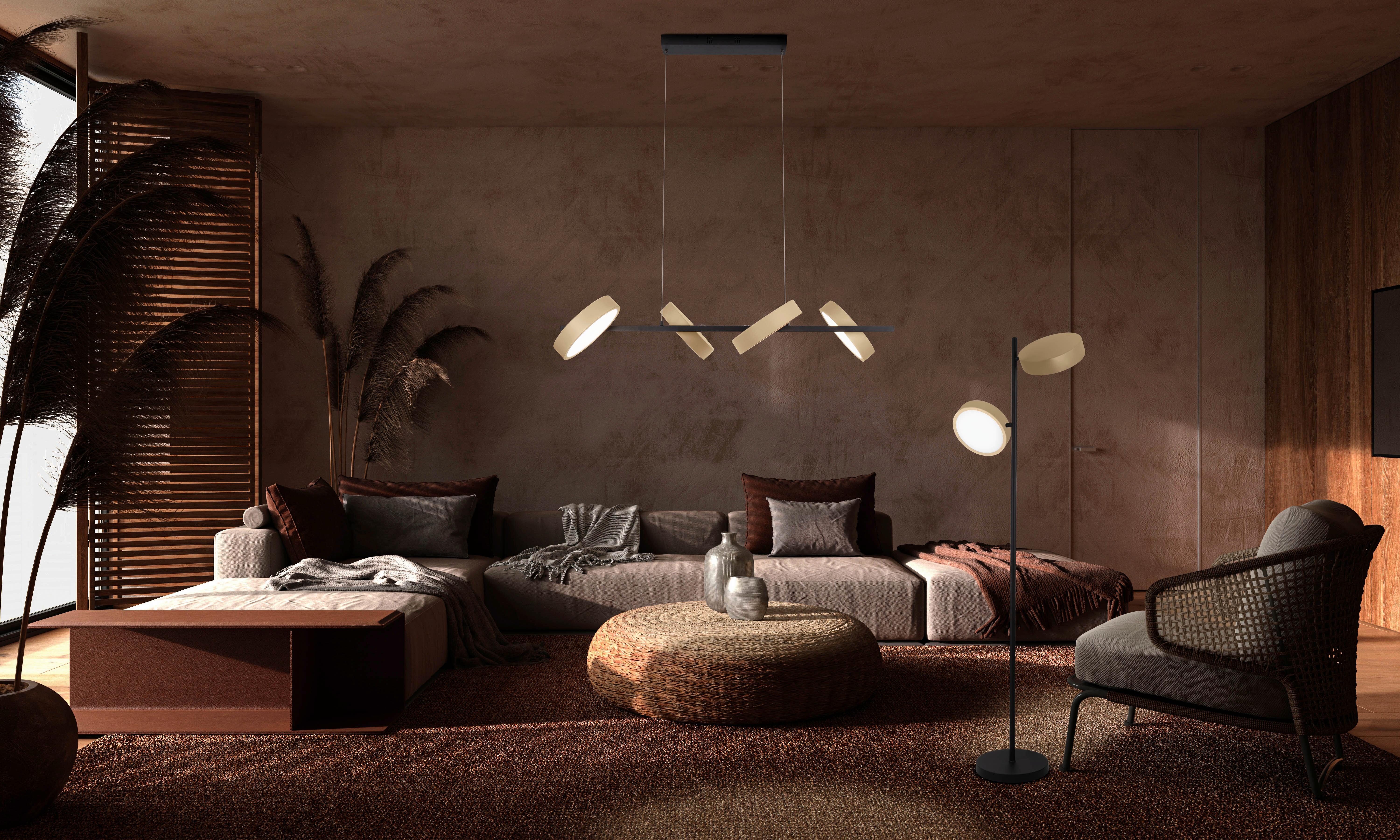 LED-Stehleuchte 2075511 Tessa - Goldfarben/Schwarz, Natur, Kunststoff/Metall (28/165cm) - Näve