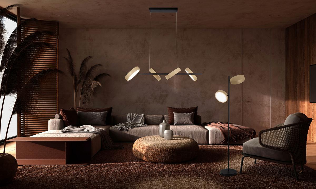 LED-Stehleuchte 2075511 Tessa - Goldfarben/Schwarz, Natur, Kunststoff/Metall (28/165cm) - Näve