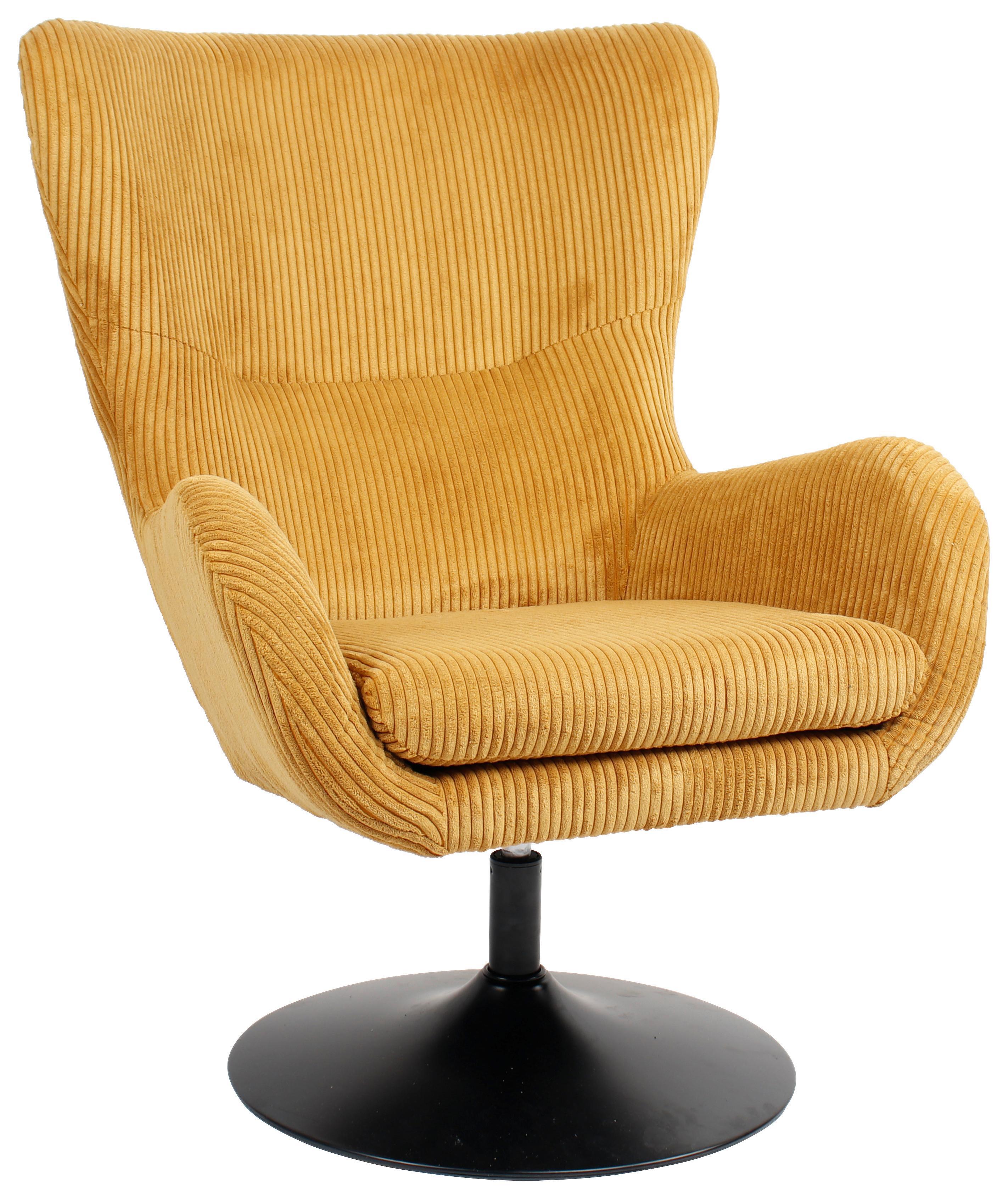 Křeslo Shiba otočné žlutý manšestr - černá/žlutá, Moderní, kov/textil (76/99/87cm) - Mömax