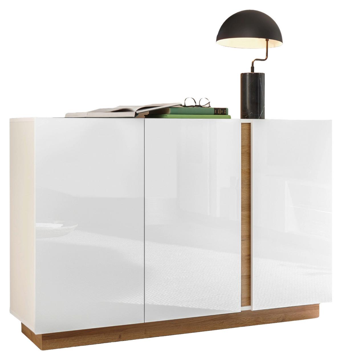 Sideboard Clair Weiß/Eiche Dekor B:138cm - Eichefarben/Weiß, Design, Holzwerkstoff (138/91/40cm) - MID.YOU