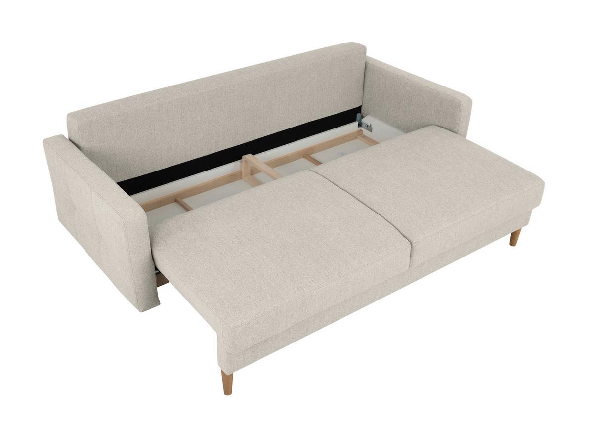 Schlafsofa Noret, Hellgrau B: 222 Cm - Buchefarben/Hellgrau, Design, Textil (222/93/99cm) - MID.YOU