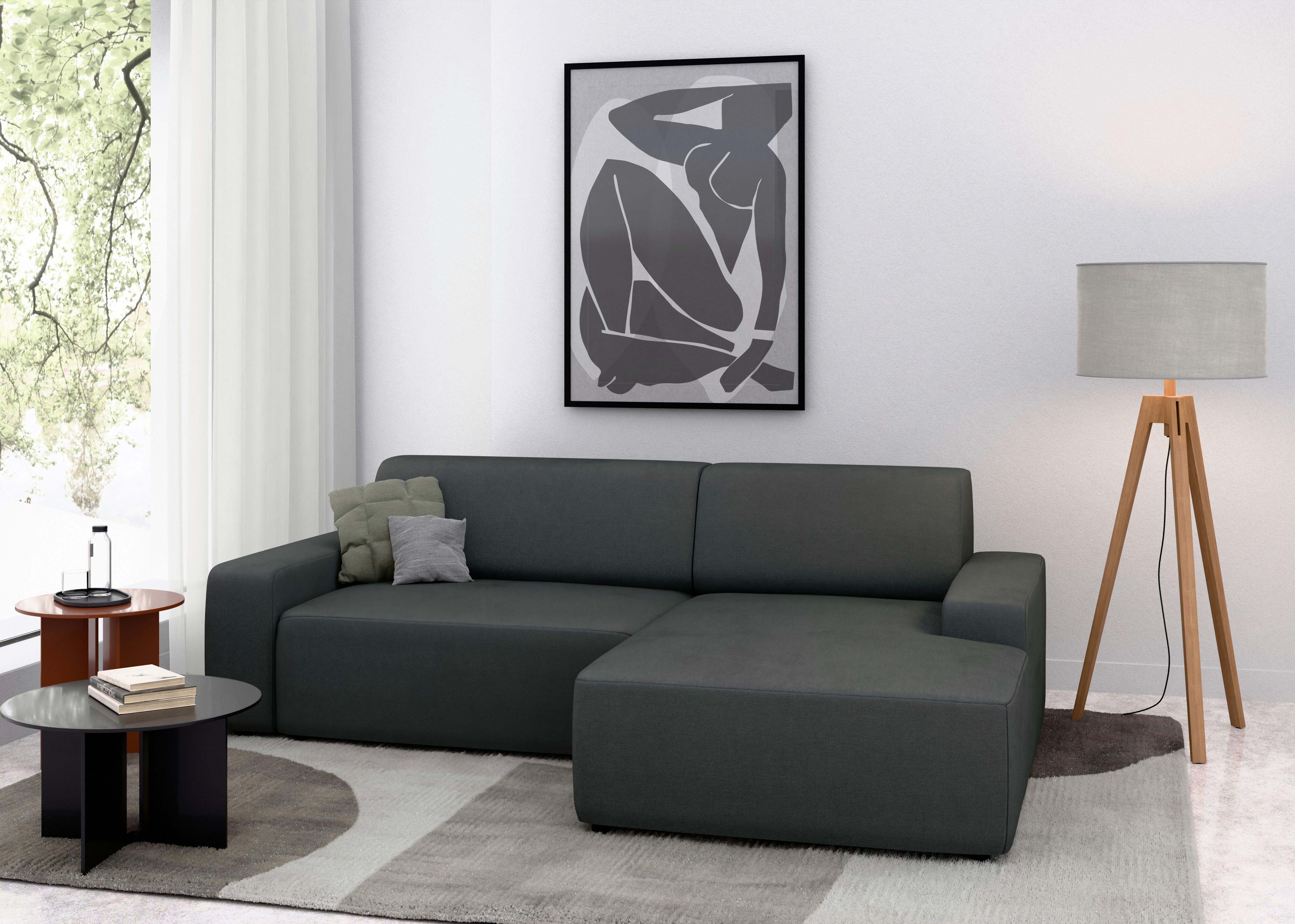 Ecksofa Wien Anthrazit S: 246x162 - Anthrazit/Schwarz, MODERN, Textil (246/162cm) - Trendmanufaktur