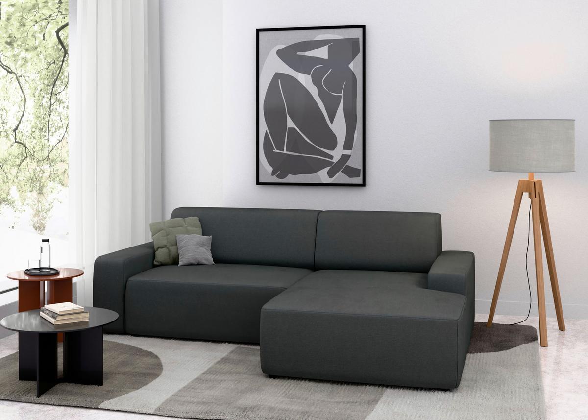 Ecksofa Wien Anthrazit S: 246x162 - Anthrazit/Schwarz, MODERN, Textil (246/162cm) - Trendmanufaktur