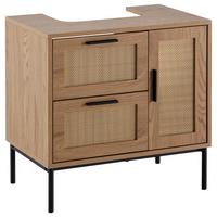 Waschbeckenunterschrank Eichefarben, B: 60 Cm - Eichefarben/Schwarz, Design, Holzwerkstoff (60/60/40cm) - MID.YOU