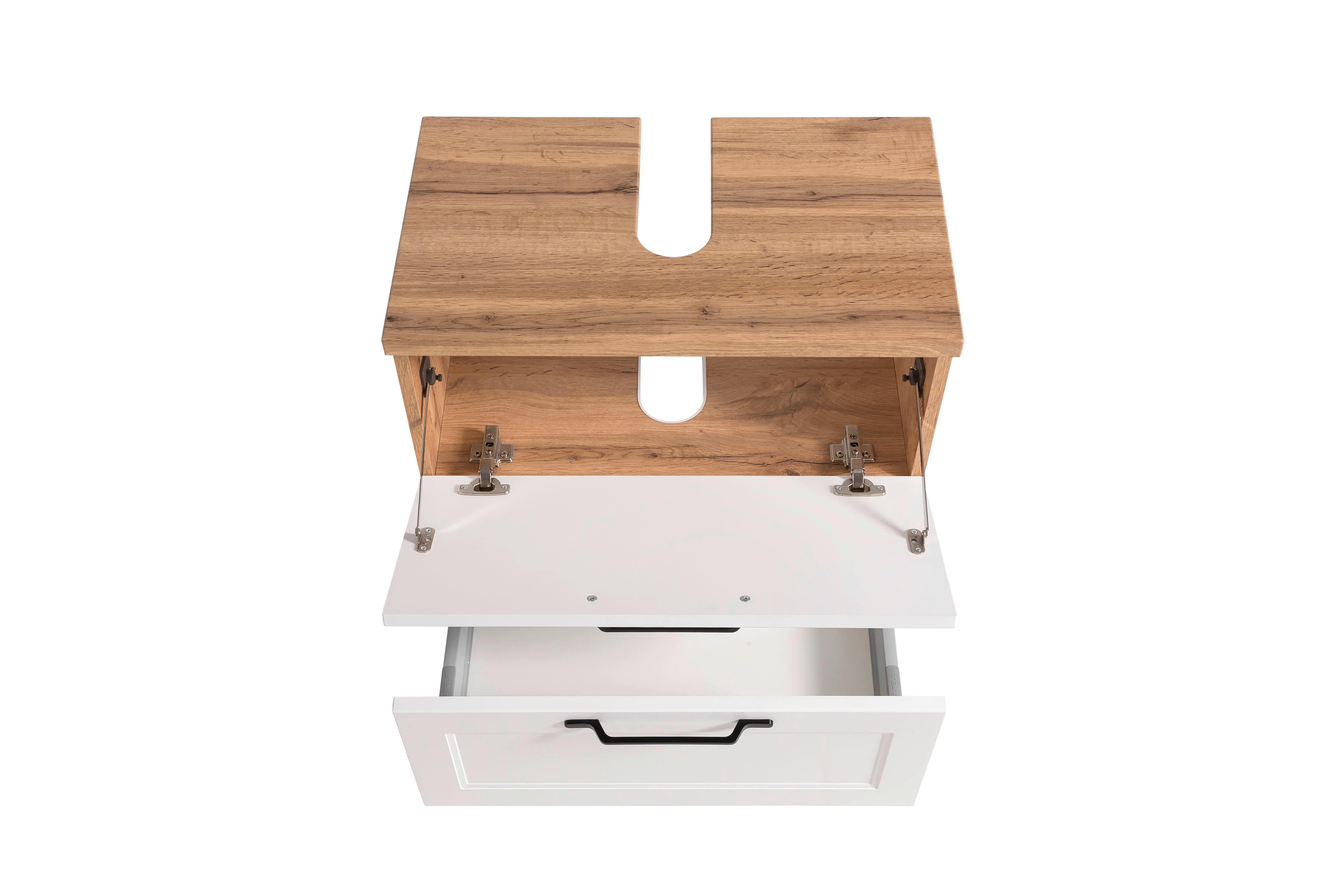 Skrinka pod umývadlo ELAMU -EXKLUSIV- - čierna/biela, Romantik / Landhaus, kov/kompozitné drevo (60/55/35cm) - Mömax