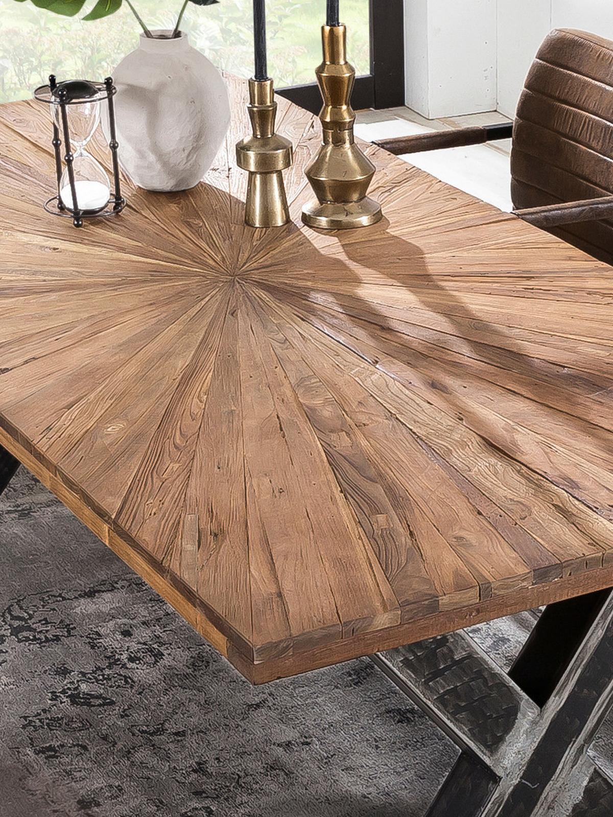 ESSTISCH Schwarz/Naturfarben L: 160cm - Schwarz/Naturfarben, MODERN, Holz/Metall (160/90/76cm) - MID.YOU