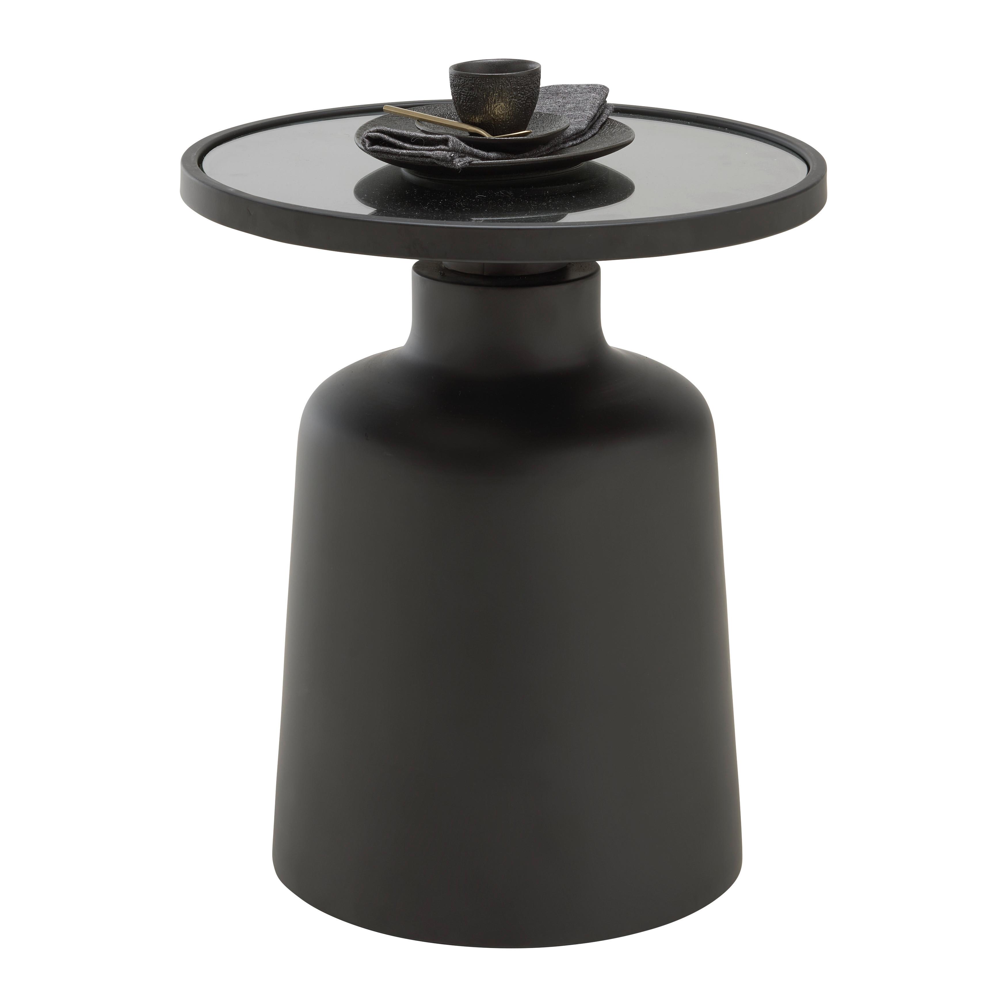 PRÍRUČNÝ STOLÍK JARO -TREND- - čierna, Modern, kov/sklo (47/48cm) - Premium Living