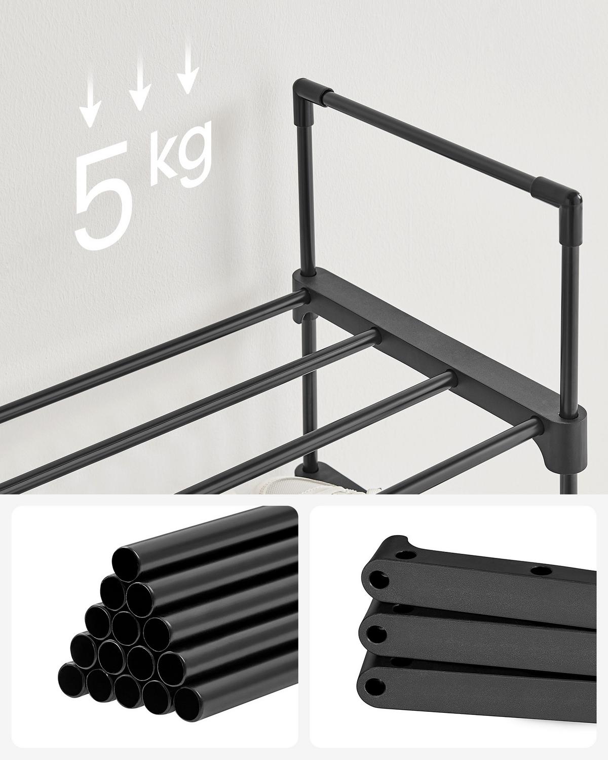 REGÁL NA TOPÁNKY ECO - čierna, Trend, kov/plast (45/174/30cm) - Boxxx