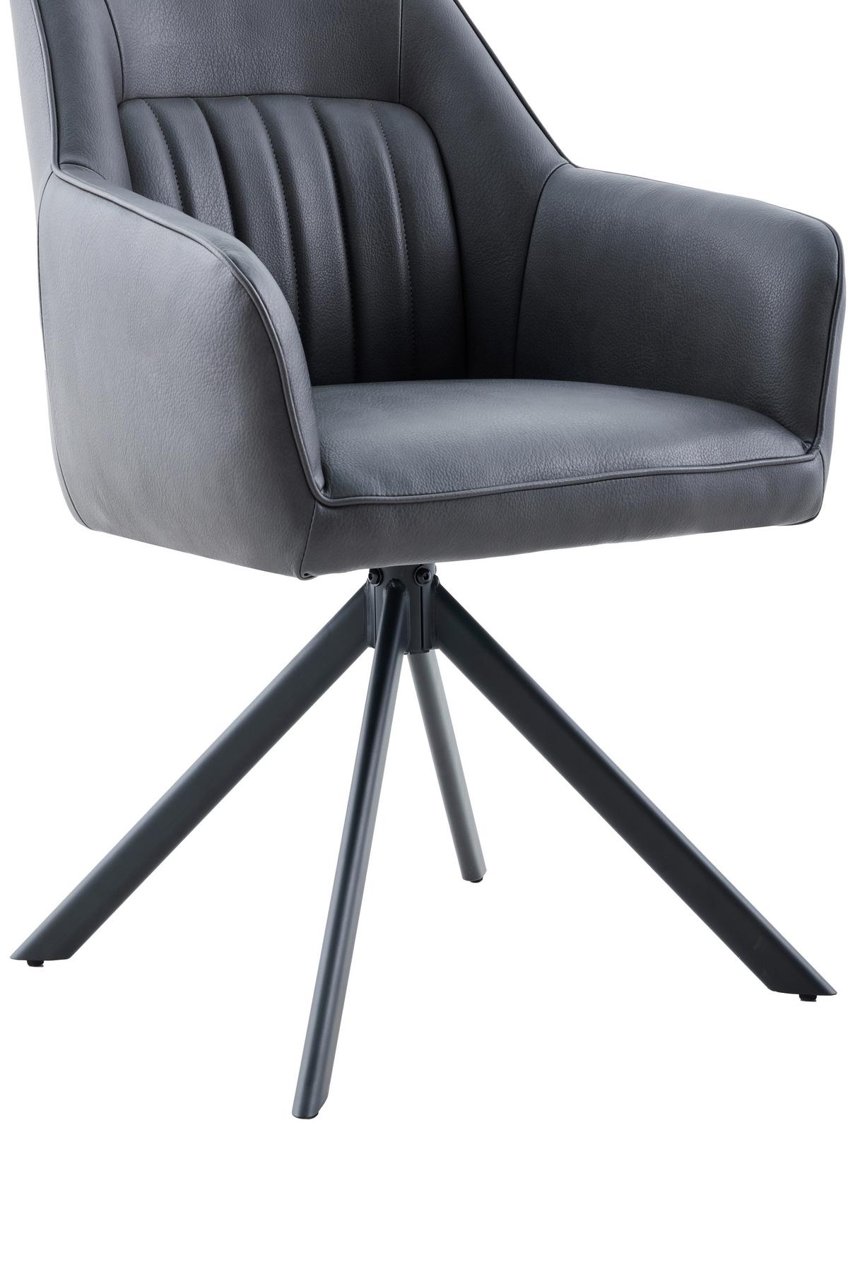 Armlehnstuhl-Set Polina S 2er-Set - Anthrazit/Schwarz, MODERN, Textil/Metall (62/92/67cm) - MID.YOU