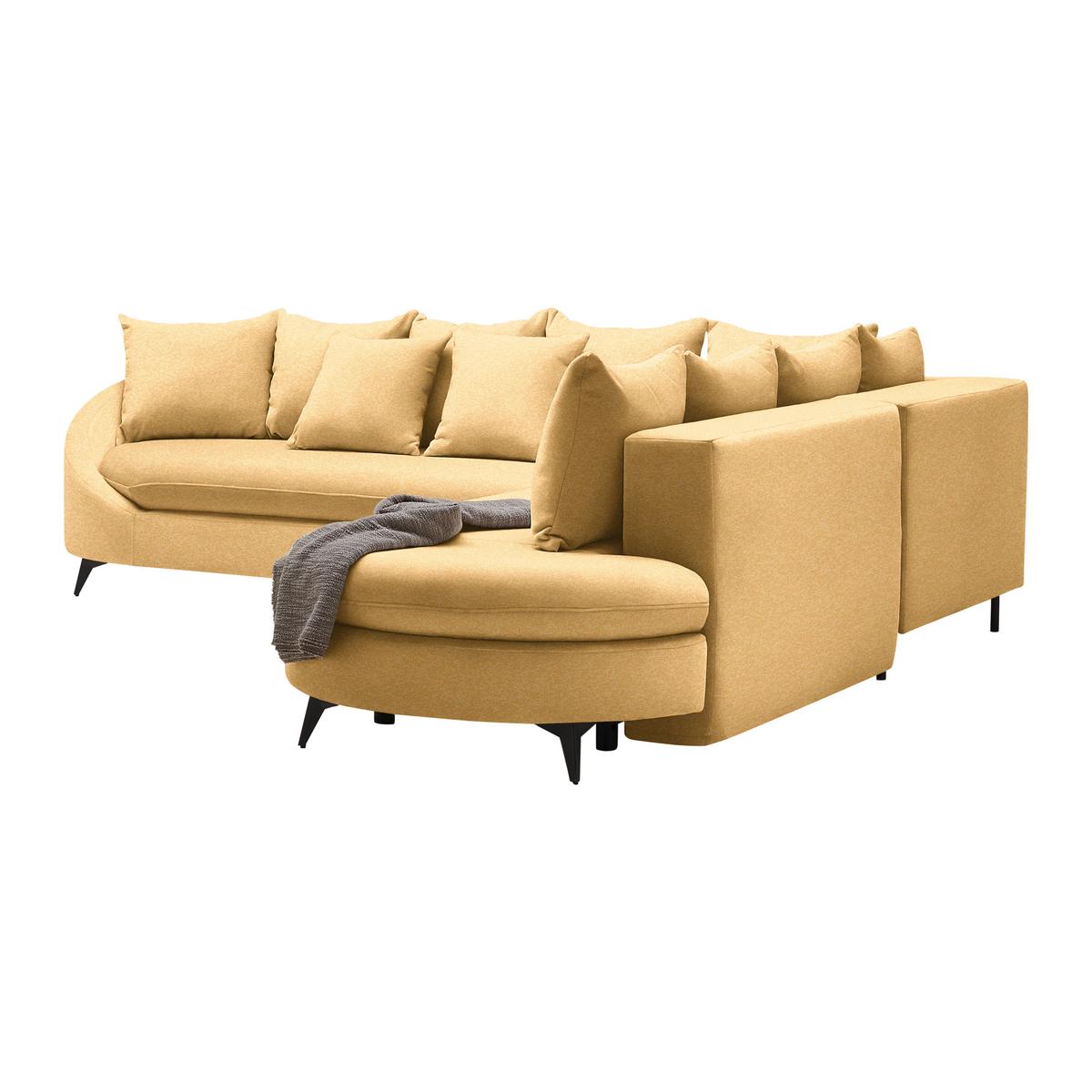 Rohová sedačka AXEL, pravá, hořčicově žlutá tkanina - černá/hořčicově žlutá, Moderní, kov/textil (291/250cm) - Mömax