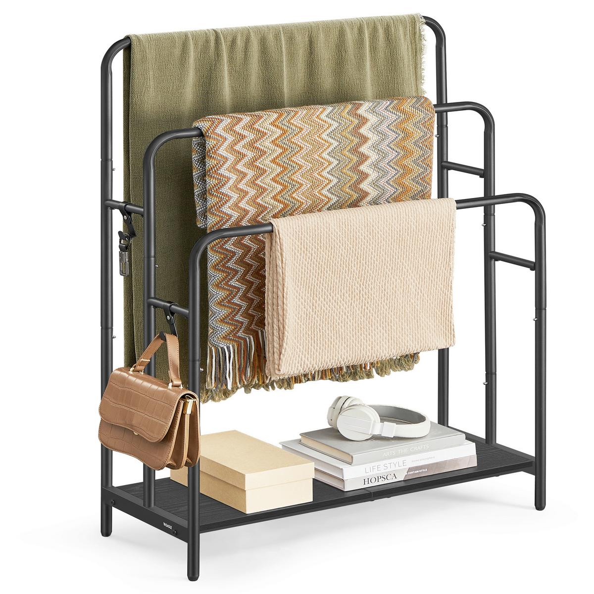 HANDTUCHLEITER BLANKET RACK - Schwarz, MODERN, Holzwerkstoff/Metall (70/101/30cm) - MID.YOU