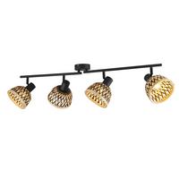 Deckenstrahler 19931-4bk - Schwarz/Braun, KONVENTIONELL, Holz/Metall (13/17/94cm)