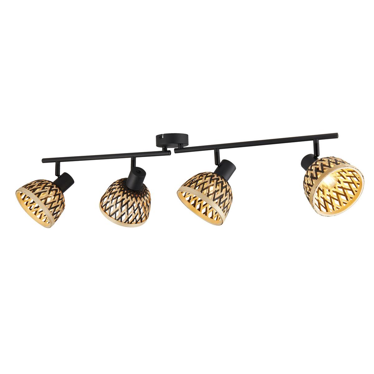 Deckenstrahler 19931-4bk - Schwarz/Braun, KONVENTIONELL, Holz/Metall (13/17/94cm)