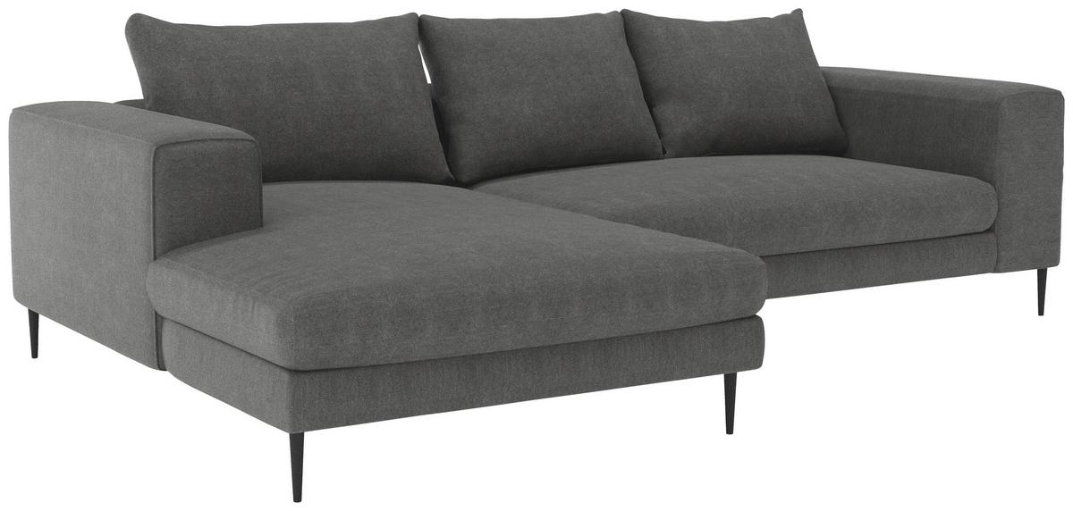 Ecksofa Aurora Ii - Dunkelgrau/Schwarz, MODERN, Textil (170/275cm) - Trendmanufaktur