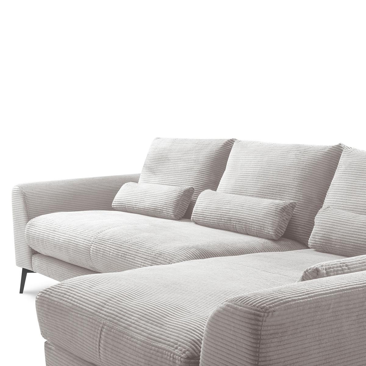 Ecksofa Berlin Hellgrau Cord 313x172 cm - Hellgrau/Schwarz, Design, Textil (313/172cm) - P & B