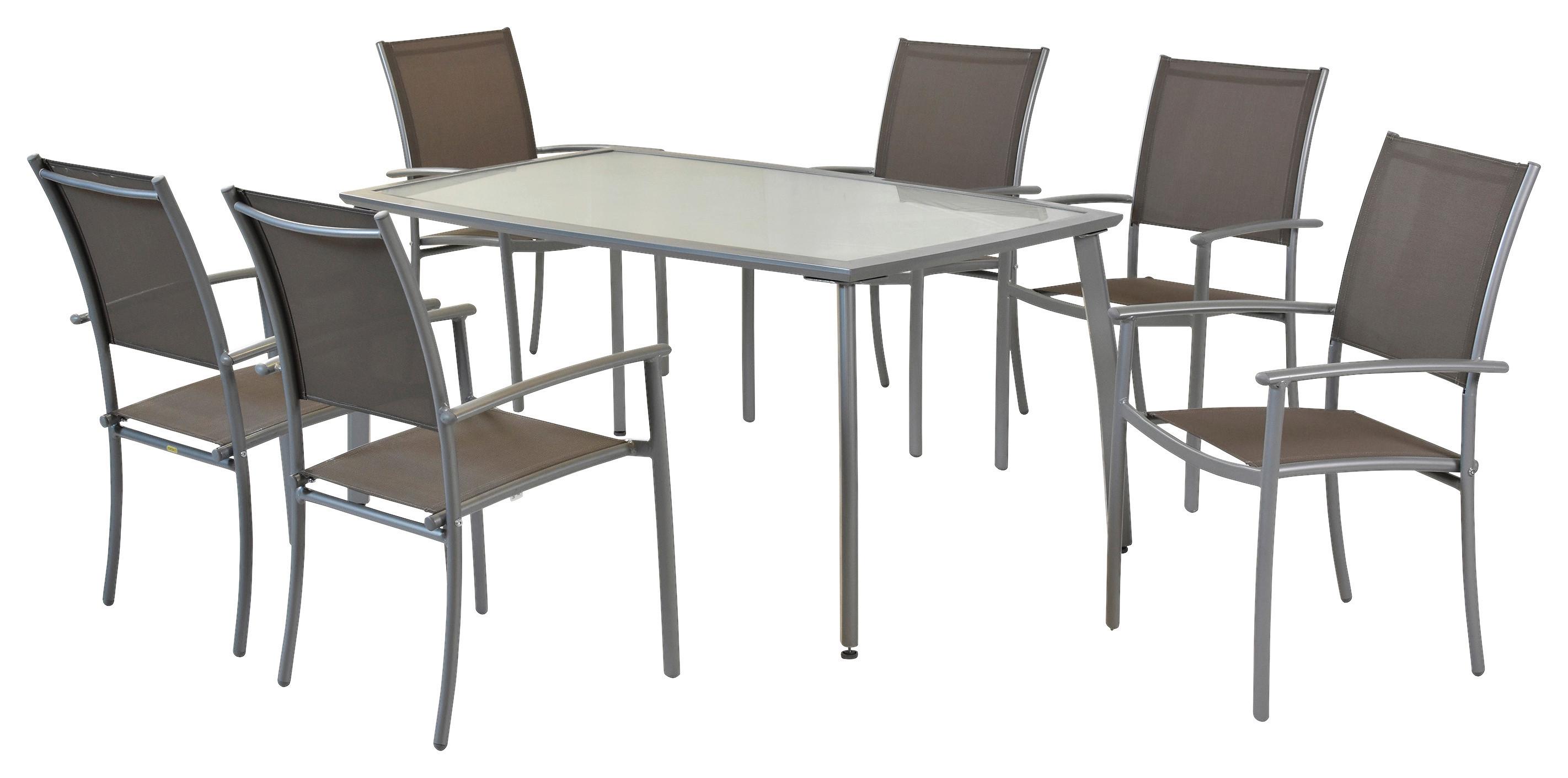 Gartenset Milano - Taupe/Silberfarben, MODERN, Textil/Metall - Gardenson