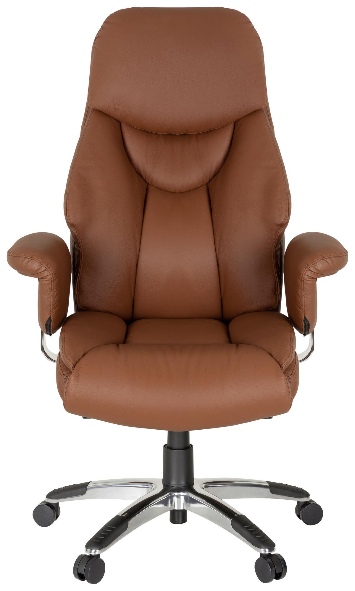 Chefsessel Prado Braun - Chromfarben/Braun, MODERN, Leder/Kunststoff (63/140/52cm) - MID.YOU