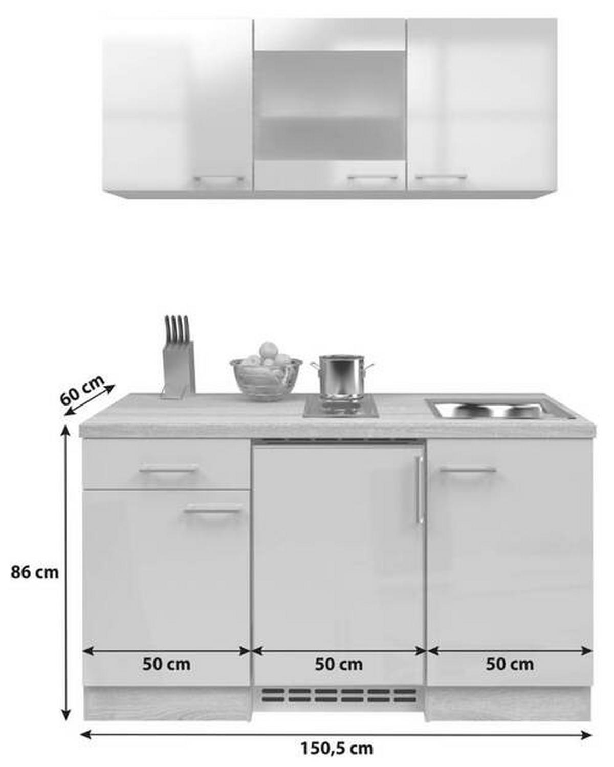 Minikuchyňa NEPAL vrátane spotrebičov a drezu - kašmírová/farba ušľachtilej ocele, Modern, kov/kompozitné drevo (150,5cm) - FlexWell