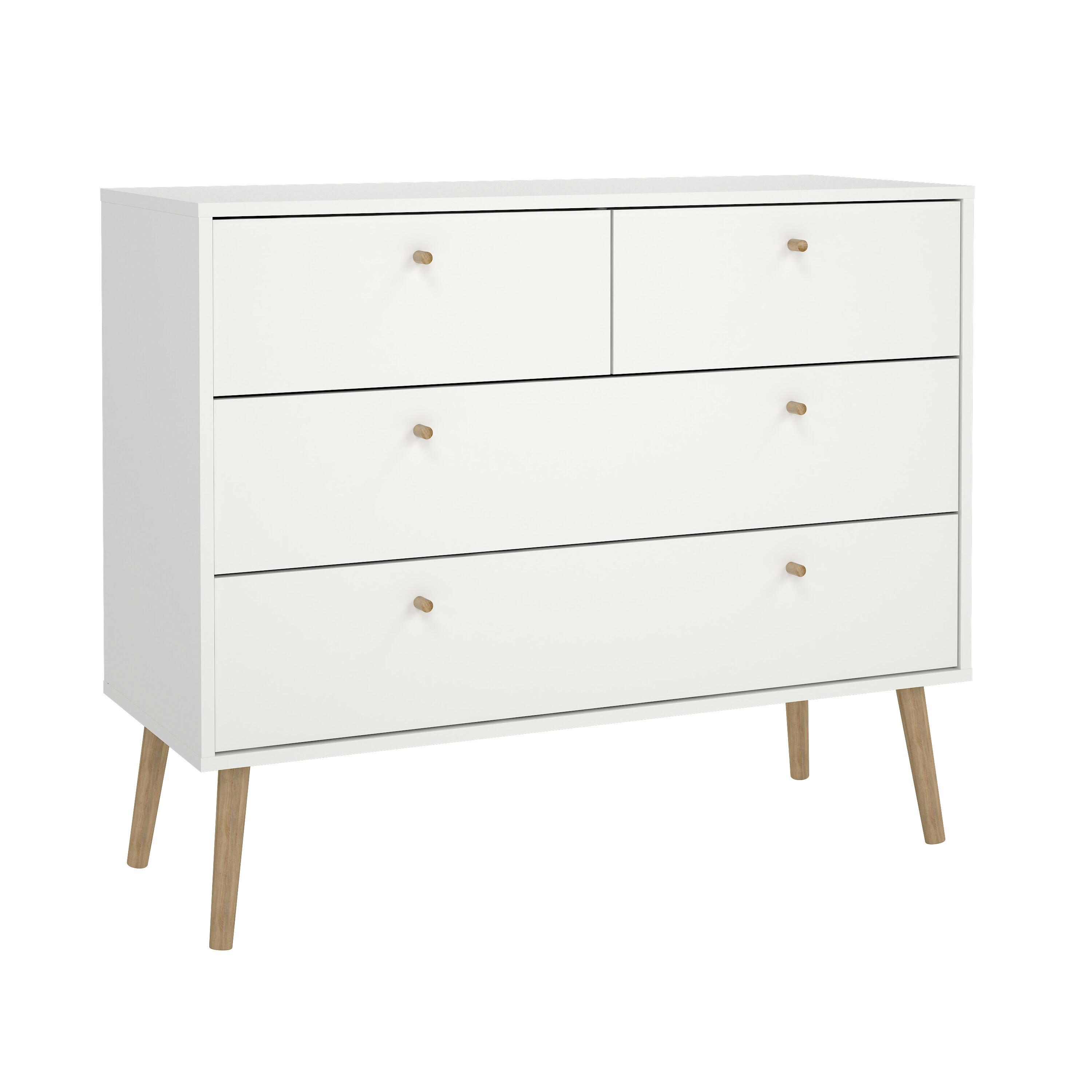 Kommode Bodo Weiß, B: 98,7 cm - Eichefarben/Weiß, Design, Holzwerkstoff (98,7/81,7/39,1cm) - Livetastic