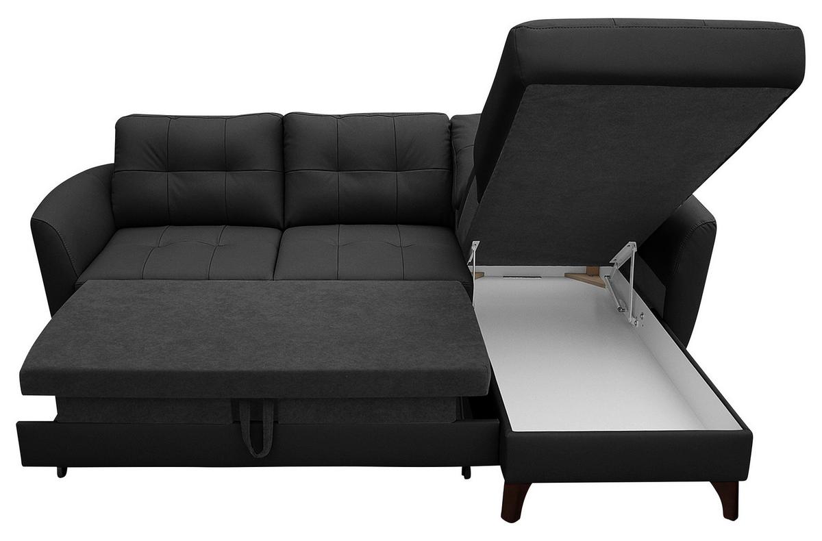 Ecksofa Nordic Schwarz S: 238x168 Cm - Buchefarben/Schwarz, Design, Leder/Textil (238/168cm) - Livetastic