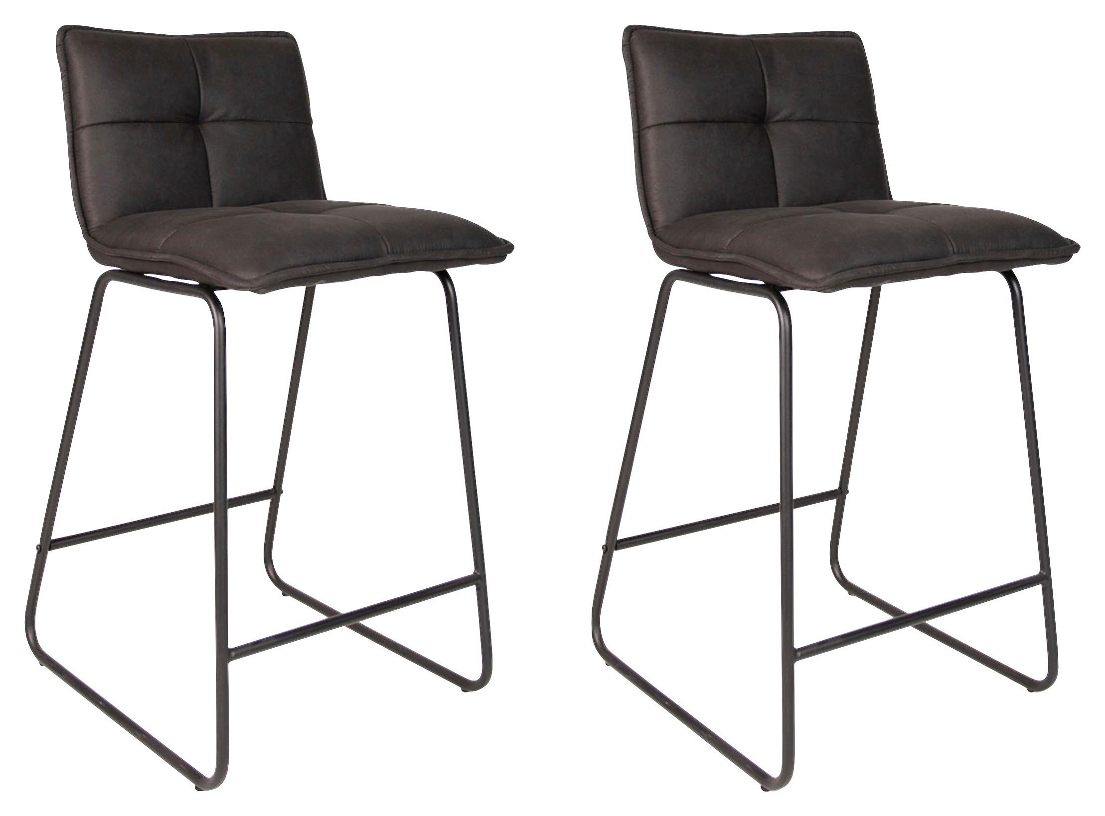 Barhocker-set Jeremy - Anthrazit/Schwarz, KONVENTIONELL, Textil/Metall (44/87/50cm) - MID.YOU