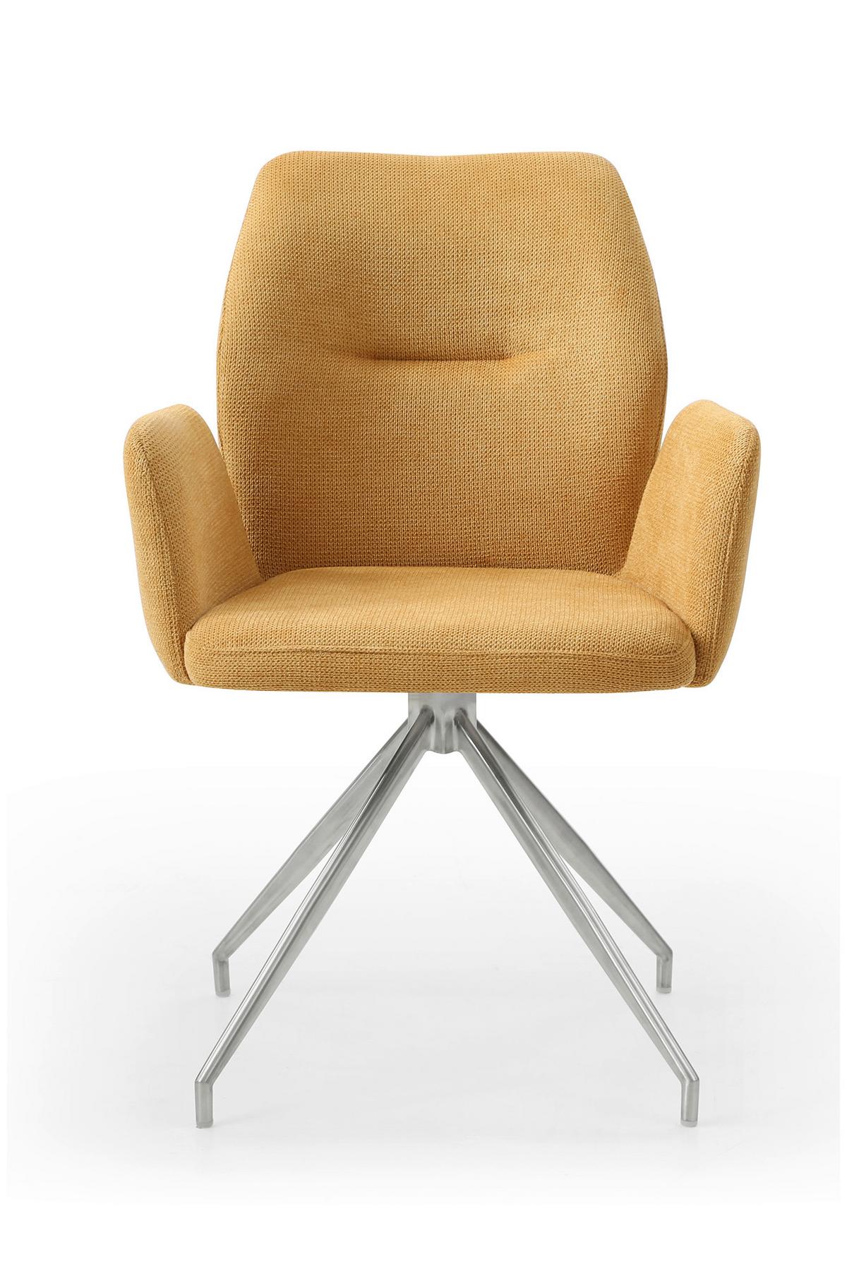 Tischgruppe Gelb/Cognac L: 160cm - Cognac/Gelb, MODERN, Holz/Textil (160/85/77cm) - Livetastic