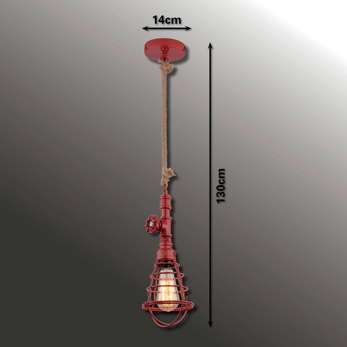 Hängeleuchte Regia H: 130 cm 1-Flammig mit Seil - Rot, Design, Metall (14/130cm) - Näve