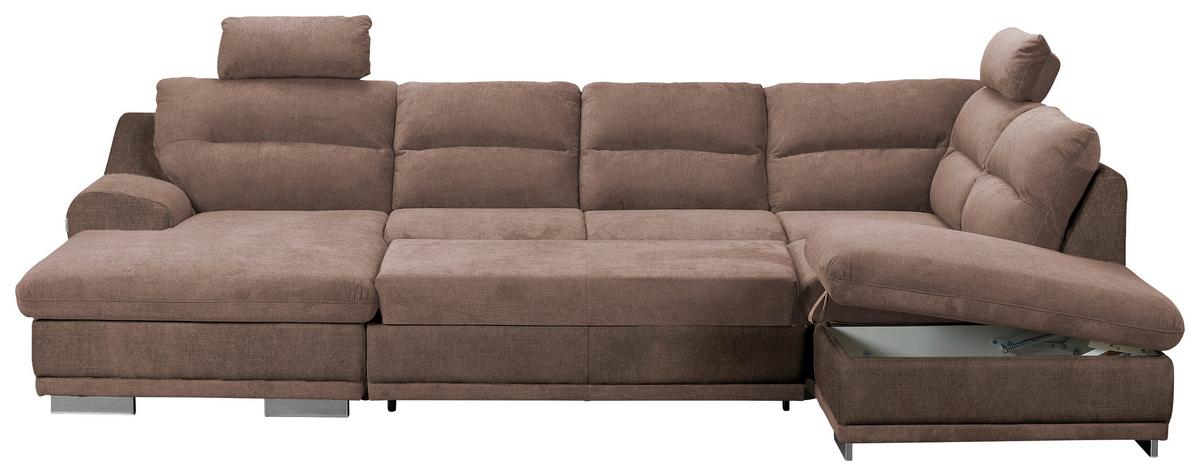 Sedacia súprava do U SEASIDE, pravá, hnedá - hnedá, Konventionell, kov/textil (165/334/218cm)