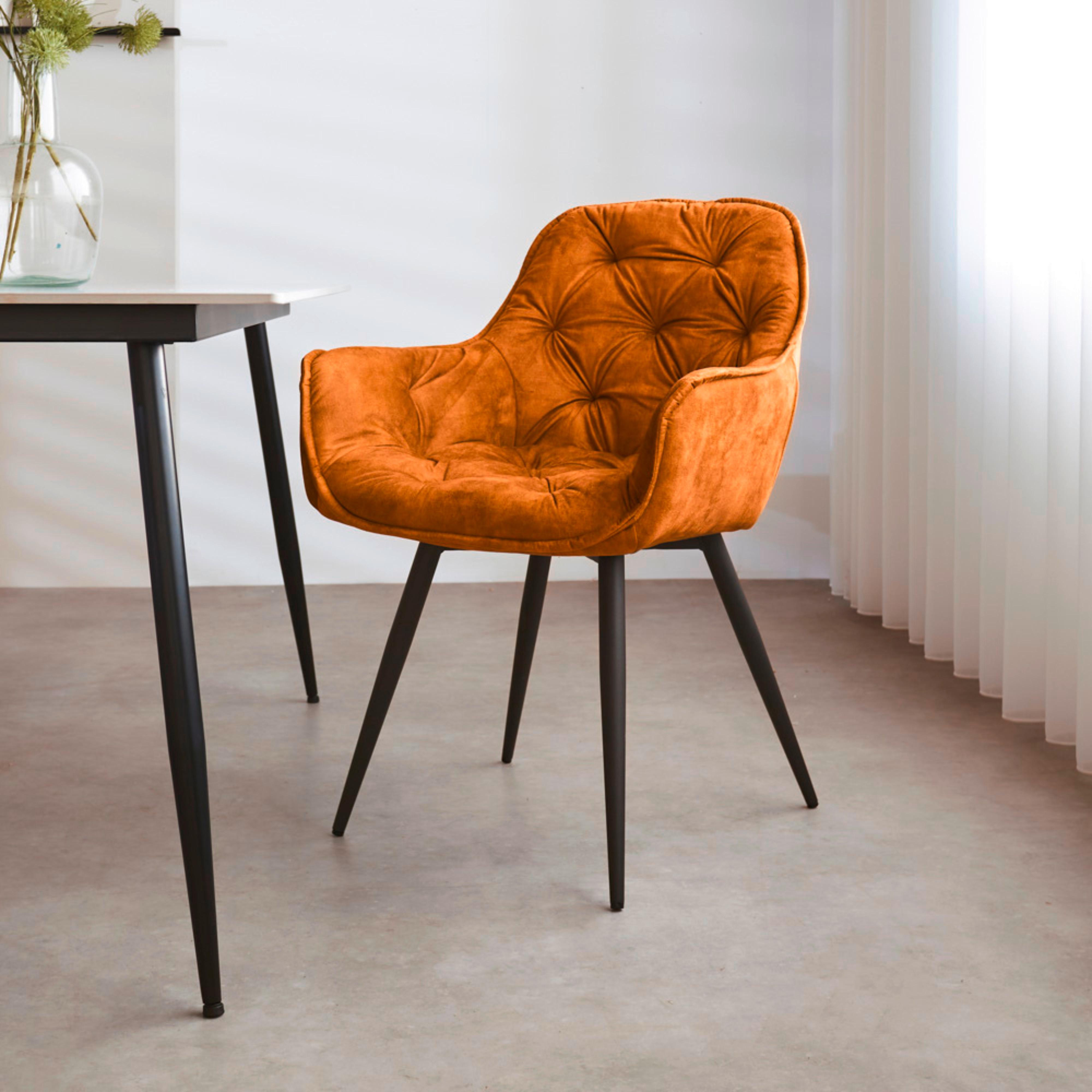 Armlehnstuhl-Set Alan Cognac B: 54 cm - Cognac/Schwarz, MODERN, Textil/Metall (54/86/53cm) - MID.YOU