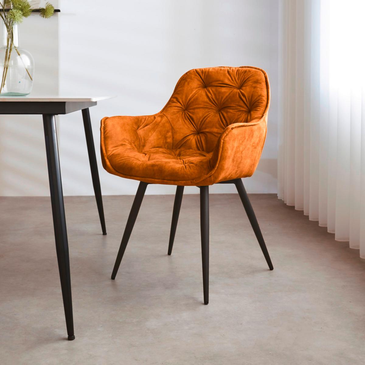 Armlehnstuhl-Set Alan Cognac B: 54 cm - Cognac/Schwarz, MODERN, Textil/Metall (54/86/53cm) - MID.YOU