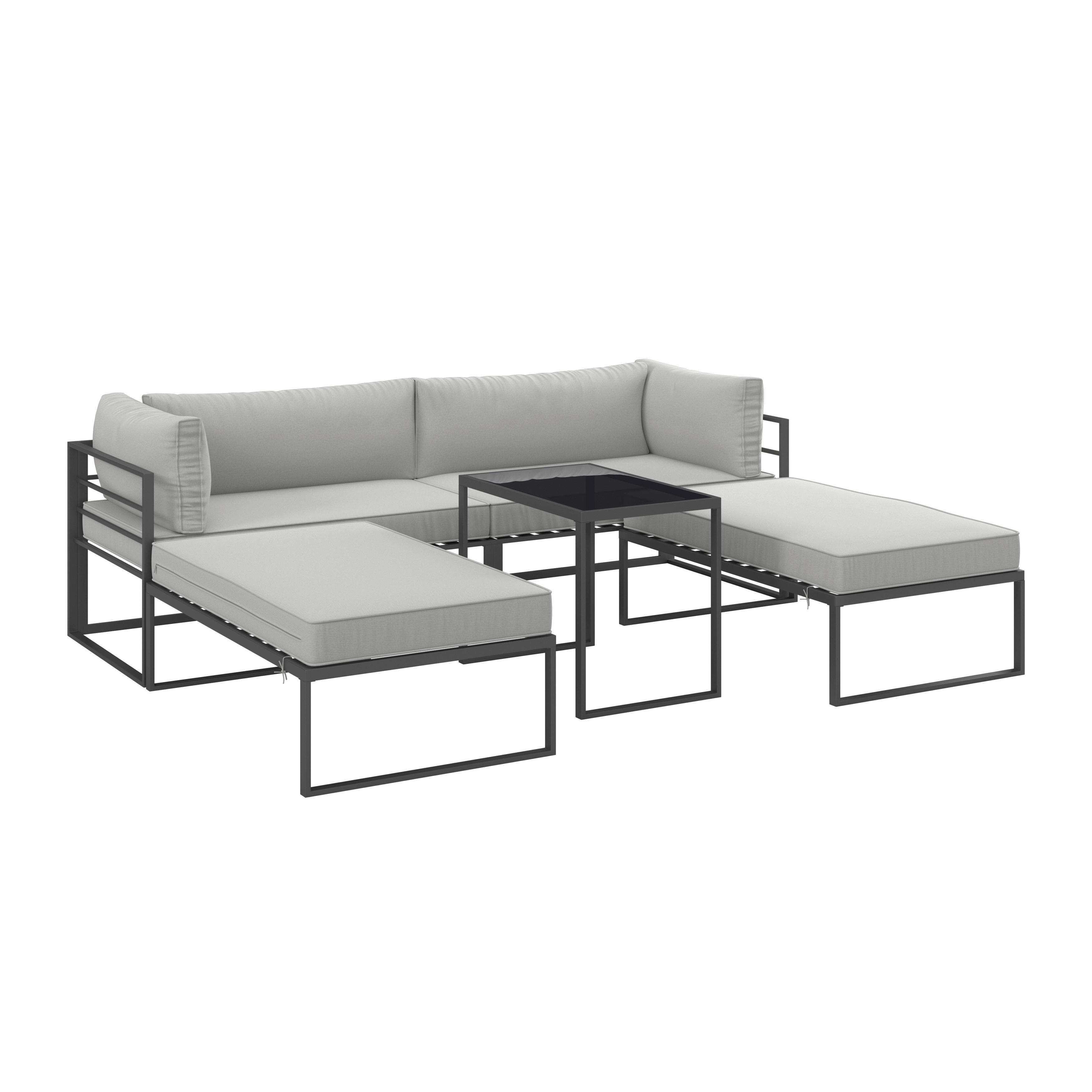 TERASOVÁ SEDACIA SÚPRAVA MALINA - čierna/sivá, Modern, kov/textil (230/60/70,5cm) - Bessagi Garden