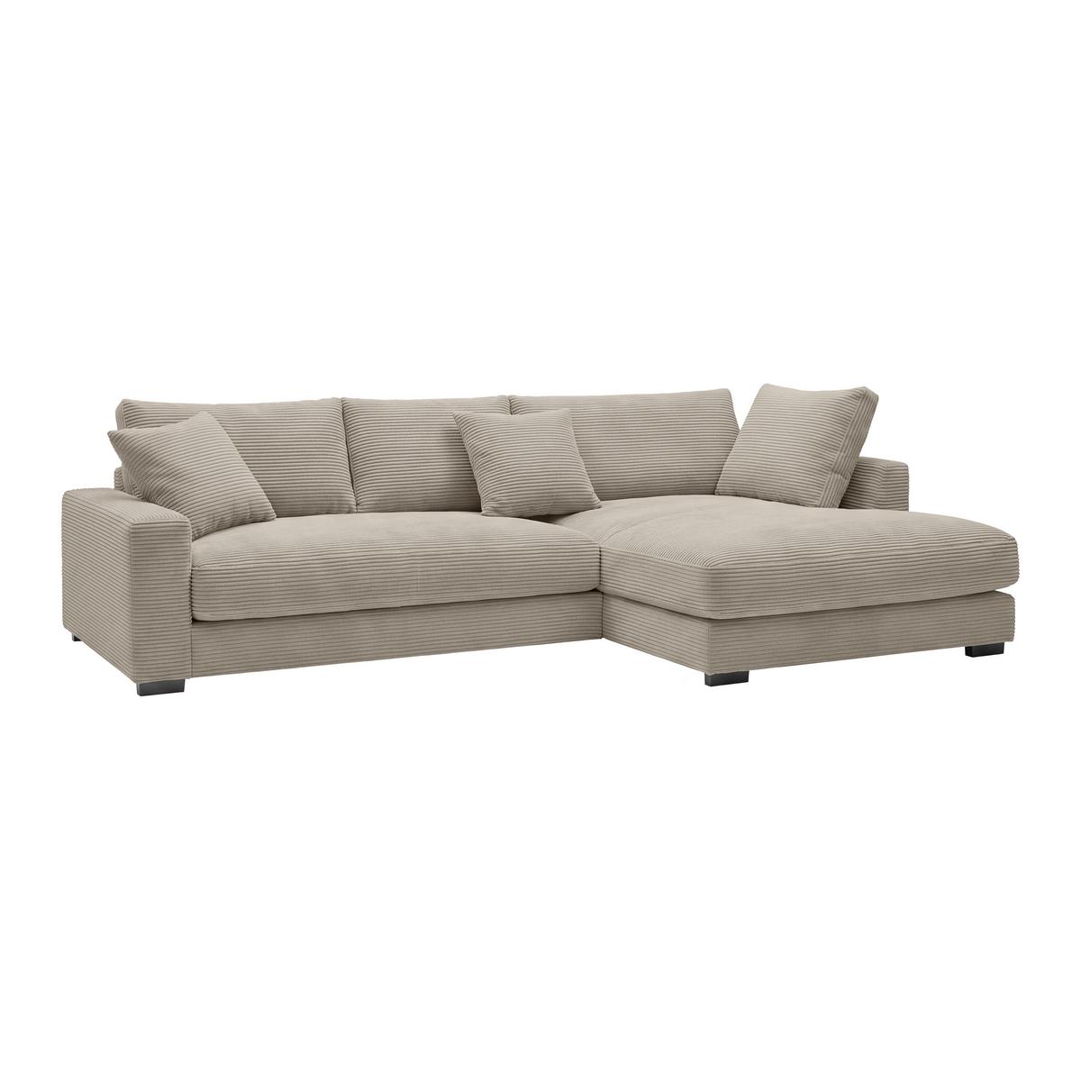 Rohová sedačka PEDRO, pravá, šedohnědý manšestr - černá/šedohnědá, Moderní, textil/plast (300/190cm) - Mömax