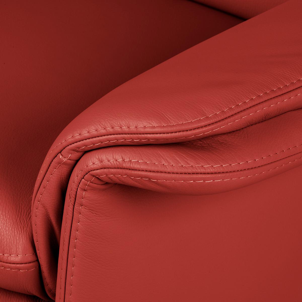 2-Sitzer-Sofa Comodo Echtleder Rot B: 164 cm - Silberfarben/Rot, Design, Leder (164/90/88cm) - Livetastic