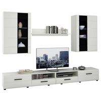 Wohnwand Kiel Weiß B: 270 Cm - Weiß Hochglanz/Schwarz, Glas/Holzwerkstoff (270/190/42cm) - MID.YOU