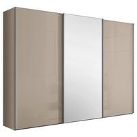 Šatní skříň LUMOS - pískové barvy/barvy hliníku, Konvenční, kov/kompozitní dřevo (249/222/68cm)