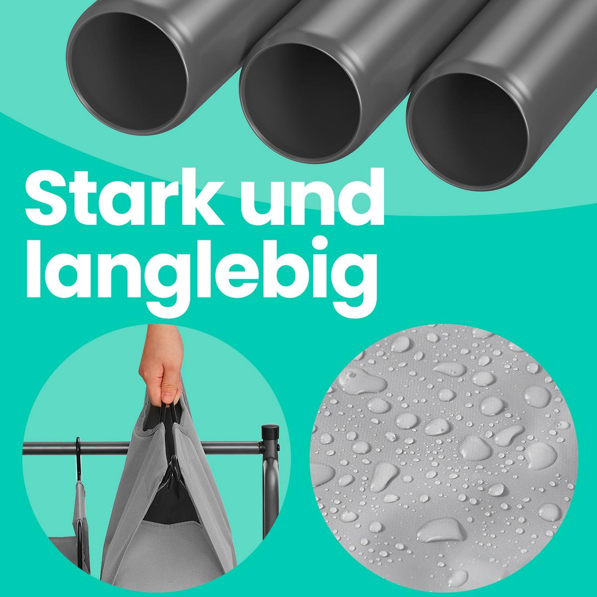 Wäschesammler Grau B: 87,5 cm - Eschefarben/Grau, Basics, Textil/Metall (87,5/81/38,5cm)