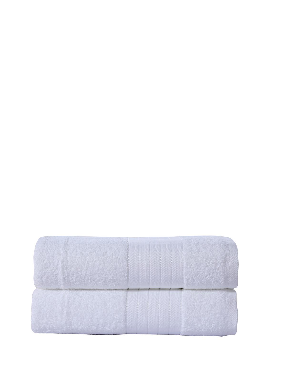 Handtuch Cotton Baumwolle 500 g/M2 Weiß 70x140 cm 2er-Set - Weiß, KONVENTIONELL, Textil (70/140cm) - MID.YOU
